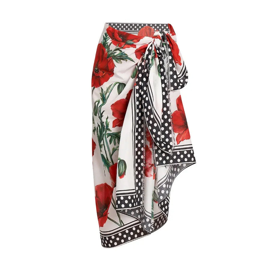 Two Piece One Piece Gauze Dress Sunscreen Swimwear Polka Dot Printed Belly Covered Slimming Swimsuit Women Bella Mia